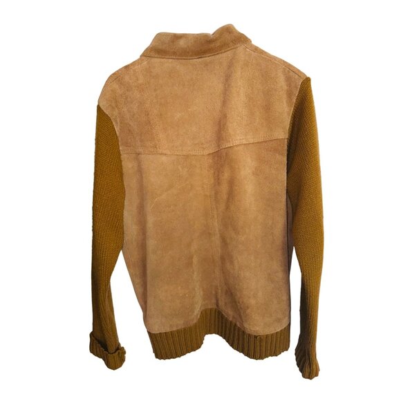 Vintage Altman Of Dallas Suede Knit Jacket 46 (XL) Beige Wool Blend Chore Coat - Picture 2 of 12